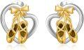 wholesale 925 Sterling Silver Ballerina Shoe Heart Studs with Bow Tie Dance Lover Gifts for Women Girls-0-0