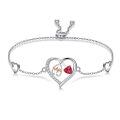 wholesale 925 Sterling Silver & 5A Zircon Heart Stethoscope Birthstone Bracelet - Adjustable Chain-0-0