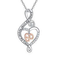 wholesale 925 Sterling Silver Music Note Pendant With Heart And Number 60 Charm-Sister 60th