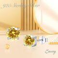 wholesale 925 Sterling Silver Citrine Stud Earrings 6mm Yellow Gemstone  for Women-0-5