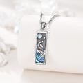 wholesale 925 Sterling Silver Rectangular Raven Owl Pendant with Moonstone and Abalone Shell Necklace-0-3