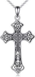 wholesale 925 Sterling Silver Celtic Cross Necklace for Women Men - Vintage Irish Christian s 47cm Chain Length-0-0