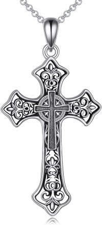 wholesale 925 Sterling Silver Celtic Cross Necklace for Women Men - Vintage Irish Christian s 47cm Chain Length-Gothic Cross