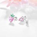 wholesale 925 Sterling Silver Pink Heart-Shaped Crystal Crown Stud Earrings for Women Gift Ideas-0-1