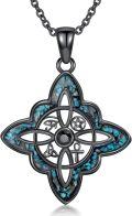 wholesale 925 Sterling Silver Blackened Pendant with Turquoise and Abalone Inlay - Witch's Knot Necklace for Women-0-0