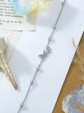 wholesale 925 Sterling Silver Anklet with Purple Butterflies and CZs for Women-0-2