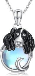 wholesale 925 Sterling Silver Moonstone Dog Pendant Necklace for Women - Memorial s-0-0
