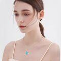 wholesale 925 Sterling Silver Blue Opal Starfish Shell Charm Necklace for Women-0-5
