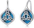 wholesale 925 Sterling Silver Celtic Knot Turquoise Drop Leverback Earrings for Women-0-0