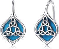 wholesale 925 Sterling Silver Celtic Knot Turquoise Drop Leverback Earrings for Women-Turquoise Leverback Earrings
