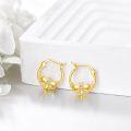 wholesale 10K Gold Bee Design Hoop Earrings with Cubic Zirconia - Fashionable Gift for Her-0-2