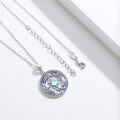wholesale 925 Sterling Silver Round Blue Opal & Abalone Shell Celtic Knot Pendant Necklace for Women Girls s 45cm Chain Length-0-2