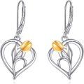 wholesale 925 Sterling Silver Heart-Shaped Gold Tulip Drop Earrings-0-0