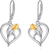 wholesale 925 Sterling Silver Heart-Shaped Gold Tulip Drop Earrings-Tulip2