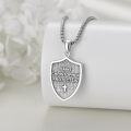 wholesale 925 Sterling Silver Shield Shape Virgin Mary and Child Pendant Necklace for Women Men  45cm Chain Length-0-4