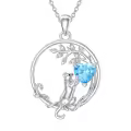 TOUPOP Sterling Silver Cat Pendant Necklace Animal Jewelry Gifts-0-0