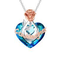 TOUPOP Sterling Silver Crystal Granddaughter Necklace Birthday Gifts-undefined