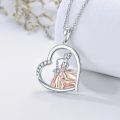wholesale 925 Sterling Silver Heart-Shaped Pendant with Saxophone Player Design and Cubic Zirconia Stones Necklace for Women & Girls-0-2