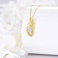 wholesale Gold 14K CZ Dainty Leaf Design Pendant Necklace for Women and Girls-0-2