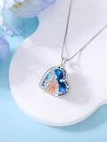 wholesale 925 Sterling Silver Blue Crystal Mother's Love Pendant Necklace for Sisters-0-2
