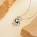 wholesale 925 Sterling Silver with Black Tahitian Pearl and Diamond Accent Heart Pendant Necklace for Women (9-9.5 mm)-0-3