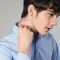 wholesale 925 Sterling Silver Black Agate Eye of Horus Stud Earrings for Men-0-4