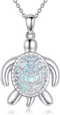 wholesale 925 Sterling Silver Blue Moonstone Abalone Shell Turtle Pendant Necklace Ocean Inspired Jewelry for Women-0-0