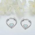 wholesale 925 Sterling Silver Heart-Shaped Blue and White Opal Hoop Earrings-0-3