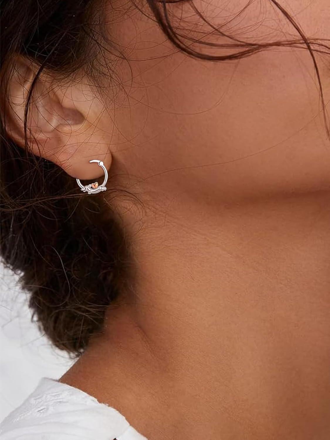 wholesale 925 Sterling Silver Dachshund Hoop Earrings for Women – Hypoallergenic, 10mm, 3g Pair-0-4
