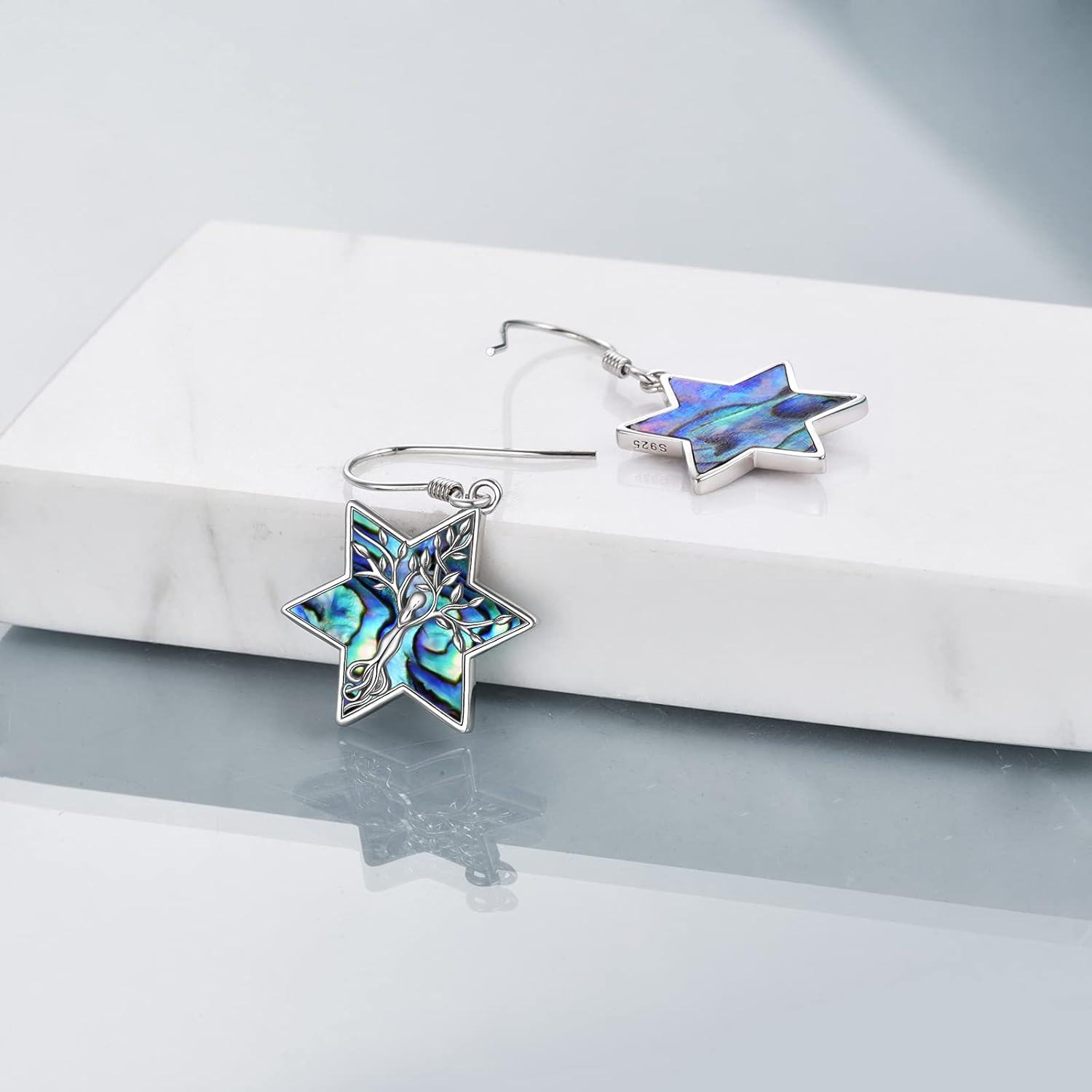 Sterling Silver Star of David Dangle Earrings Jewish Jewelry Gift-0-3