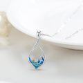 wholesale 925 Sterling Silver Teardrop Dolphin Ocean Wave Pendant Necklace with Blue Enamel and Yellow Crystal - Beach  for Women-0-1