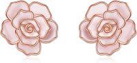 wholesale 925 Sterling Silver Gold-Plated Pink Rose Flower Stud Earrings - Cherry Blossom Hypoallergenic Nickel-Free s for Women Girls-Rose Flower Stud Earrings