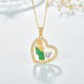 wholesale Gold-Plated 925 Sterling Silver St. Jude Heart Pendant Necklace with Green Stone and Cubic Zirconia for Women-0-3