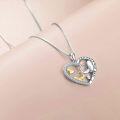 wholesale 925 Sterling Silver Heart Necklace with Love You Forever Pendant and Cubic Zirconia Stones for Women-0-4