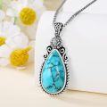 wholesale Sterling Silver Turquoise Vintage Native Western Birth Flower Pendant Necklace for Women-0-30
