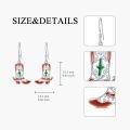 wholesale 925 Sterling Silver Red Enamel Cowboy Boot Cactus Drop Earrings-0-4