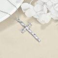 wholesale 925 Sterling Silver Cross Pendant Necklace with Gold and Cubic Zirconia Accents for Women-0-3