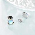 wholesale 925 Sterling Silver Heart Penguin Moonstone Stud Earrings for Girls and Women Gift Ideas-0-1