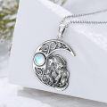 wholesale 925 Sterling Silver Wolf & Cub Moonstone Pendant Necklaces for Women Girls  Ideas-0-3