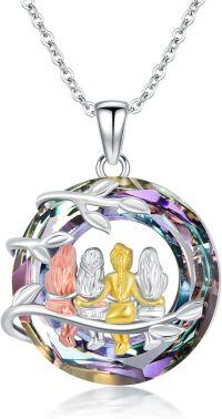 wholesale TOUPOP Sisters Gifts From Sister 925 Sterling Silver 2 Sisters Necklace With Crystal Sister Jewelry Gifts For Women Daughter Friends Birthday (tree-4 Sisters) -undefined