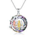 TOUPOP Sterling Silver Crystal 2 4 Sisters Tree Necklace Jewelry Gift-0-0
