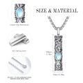 wholesale 925 Sterling Silver Moonstone Floral Cylinder Cremation Jewelry Keepsake Urn Pendant Necklace  with Funnel and Fill Tool-0-5