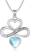 wholesale 925 Sterling Silver Infinity Heart Pendant with Moonstone and Turquoise Crystals-0-0