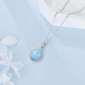 wholesale 925 Sterling Silver Larimar Teardrop Pendant Necklace for Women s-0-4