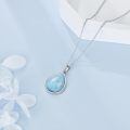 wholesale 925 Sterling Silver Teardrop Pendant Necklace With Aquamarine Stone-0-4