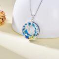 wholesale 925 Sterling Silver Turtle Ocean Wave Pendant Necklace with Blue Crystal Accents and Gold Coral Design-0-3