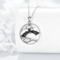 wholesale 925 Sterling Silver 925 Bat on Tree Branch Circle Pendant Necklace for Women and Girls Gift-0-1