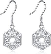 wholesale 925 Sterling Silver Merkaba Star Hexagon Dangle Earrings for Women-Geometric