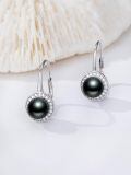 TOUPOP 14K Gold Freshwater Cultured Tahitian Black Pearl Stud Earrings-0-2