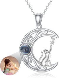 wholesale 925 Sterling Silver Moon & Cat Pendant Necklace for Women Girls - Gifts for Cat Lovers-personalized 100 cat neckalce